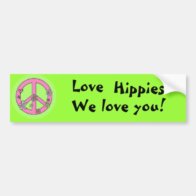 Autocollant De Voiture Hippies d'amour ! (Devant)