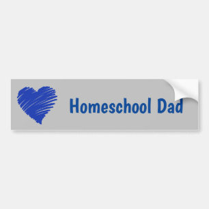 Autocollant De Voiture Homeschool Papa coeur bleu