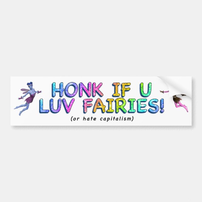 Autocollant De Voiture Honk If U Love Fairies ! (Devant)