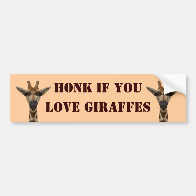Autocollant De Voiture Honk Si Vous Aimez Les Giraffes (Devant)