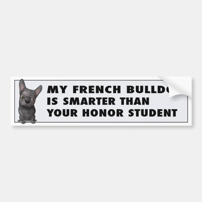 Autocollant De Voiture Honneur (noir) FB1 de bouledogue français (Devant)
