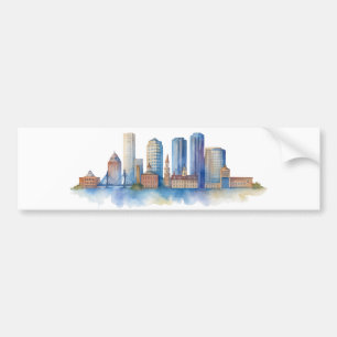 Autocollant De Voiture Horizon de la ville de Boston à l'aquarelle Mode