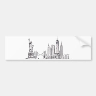 Autocollant De Voiture Horizon de New York minimaliste en ligne art
