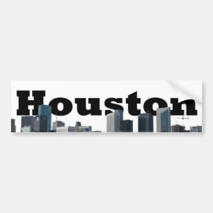 Autocollant De Voiture Houston, horizon de TX avec Houston dans le ciel