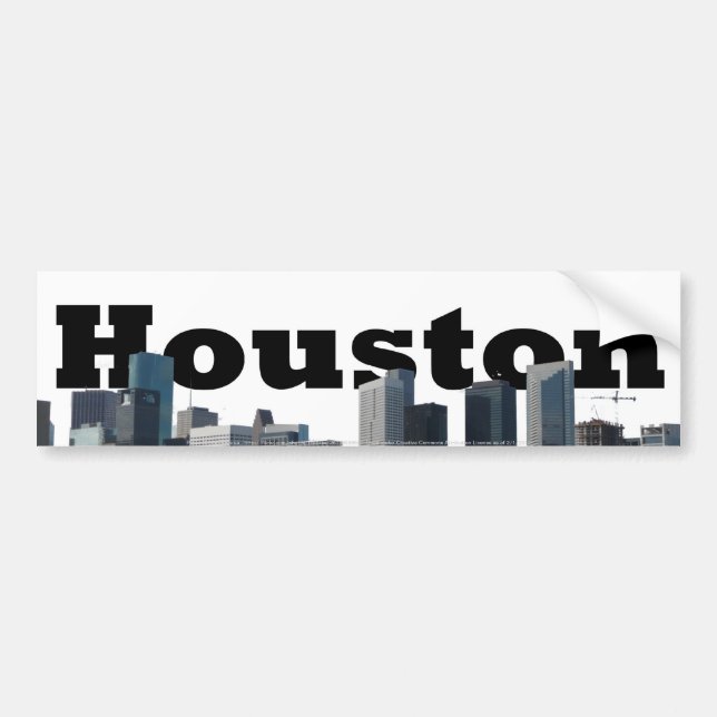 Autocollant De Voiture Houston, horizon de TX avec Houston dans le ciel (Devant)