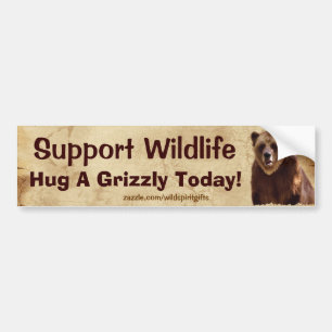 Autocollant De Voiture HUG A GRIZZLY Wildlife Support Fun Bumper Sticker