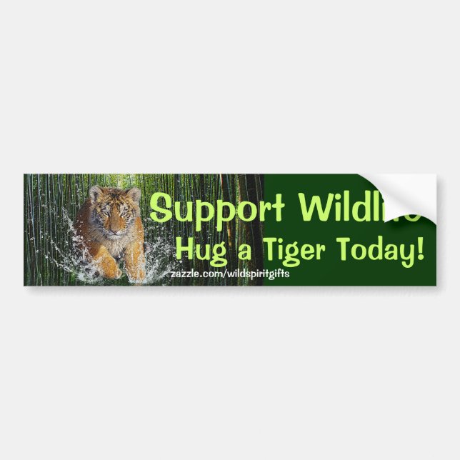 Autocollant De Voiture HUG A TIGER Wildlife Support Funny Bumper Sticker (Devant)