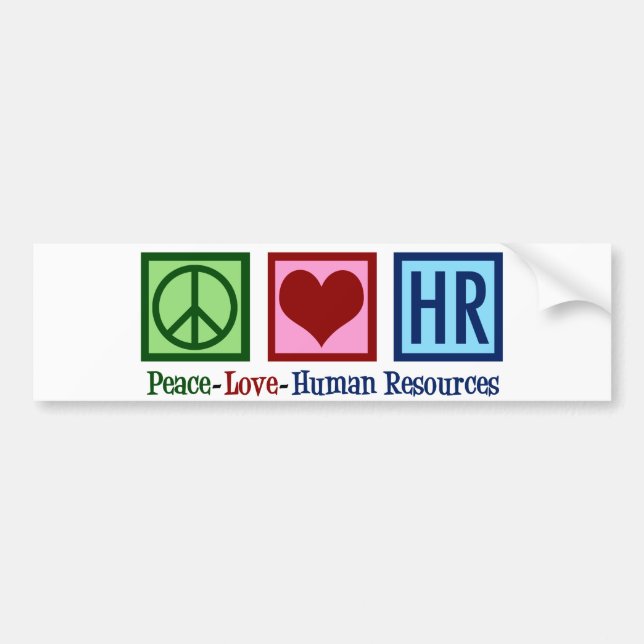 Autocollant De Voiture Human Resources Peace Love HR (Devant)