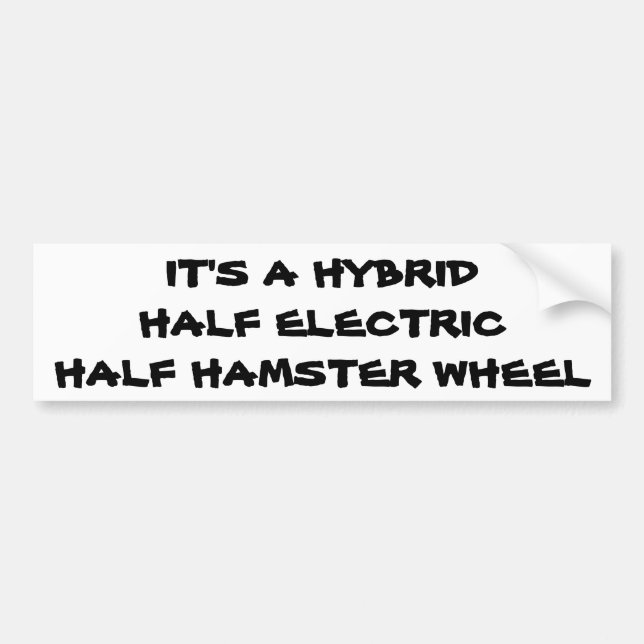 Autocollant De Voiture Hybride : Moitié Électrique Moitié Roue de Hamster (Devant)