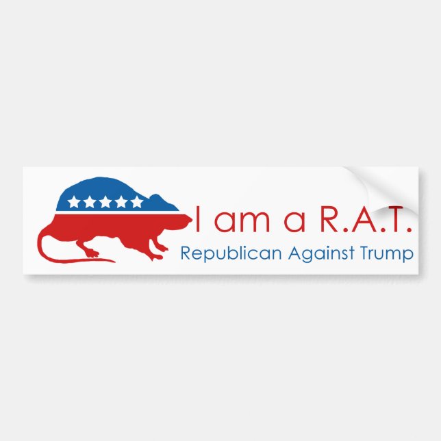 Autocollant De Voiture I am a R.A.T: Republican Against Trump (Devant)