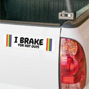 Autocollant De Voiture I Brake For Hot Guys Rainbow Pride Gay Themed