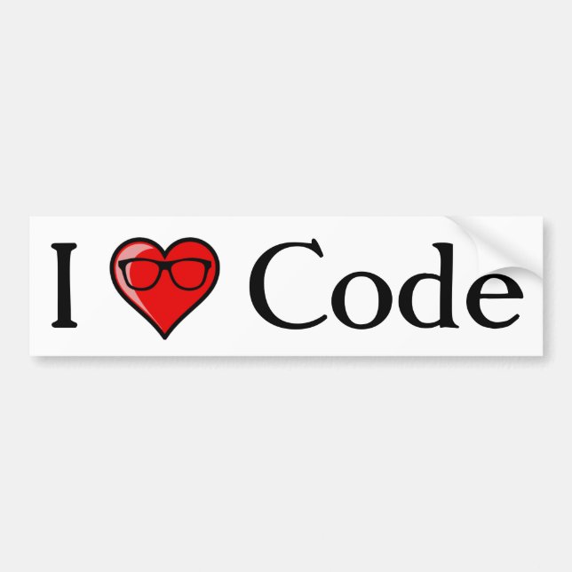 Autocollant De Voiture I code de coeur (Devant)