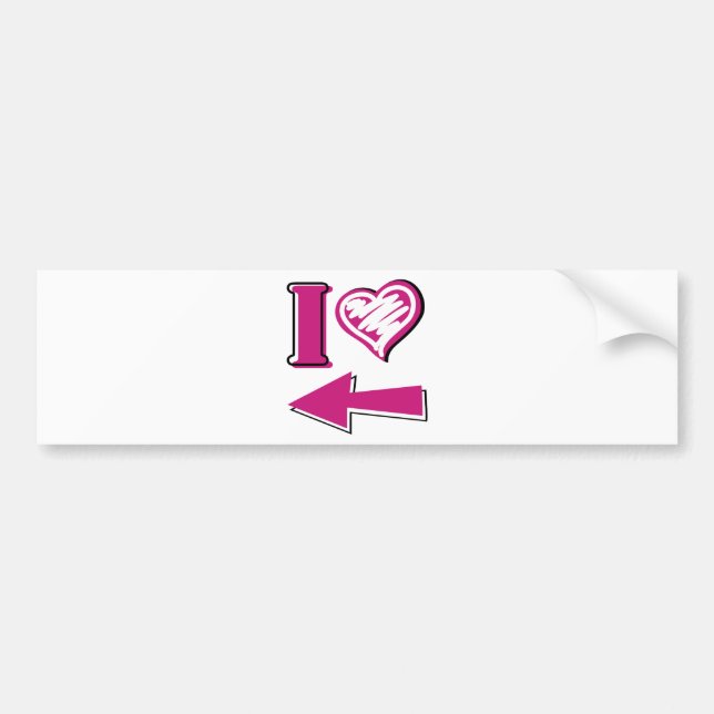 Autocollant De Voiture I coeur - Flèche rose (Devant)