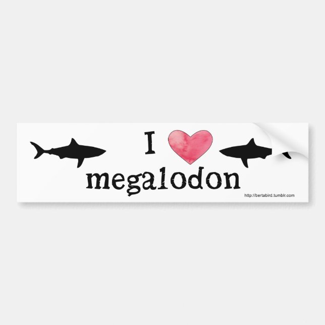 Autocollant De Voiture I coeur Megalodon (Devant)