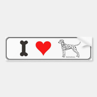 Autocollant De Voiture I coeur mon adhésif pour pare-chocs dalmatien
