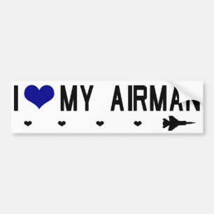 Autocollant De Voiture I coeur mon aviateur Bumpersticker