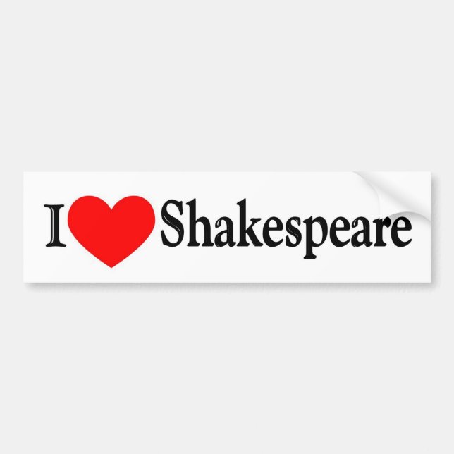 Autocollant De Voiture I coeur Shakespeare (Devant)