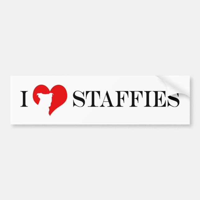 Autocollant De Voiture I coeur Staffies - adhésif pour pare-chocs (Devant)