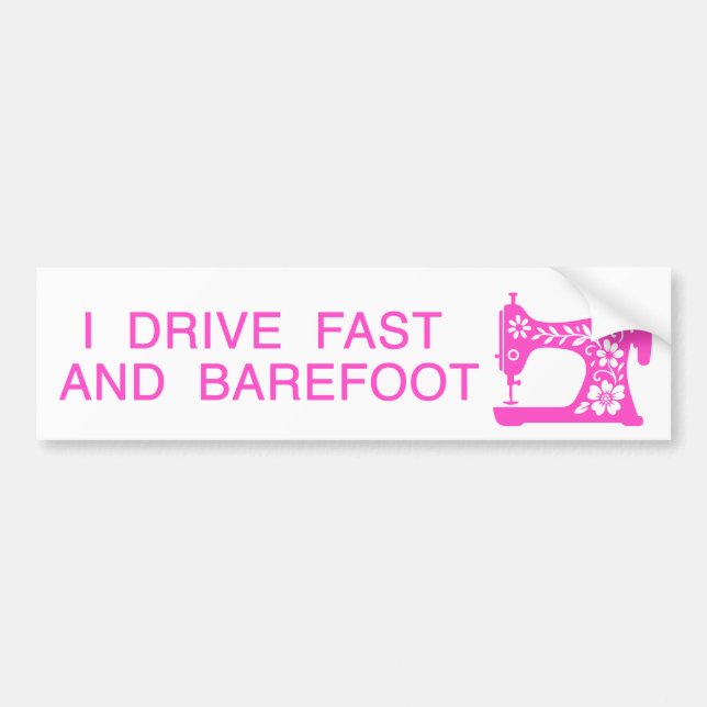 Autocollant De Voiture I drive fast and barefoot pink (Devant)