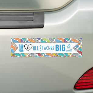 Autocollant De Voiture I Heart All Staches Grosse et Petite Moustache