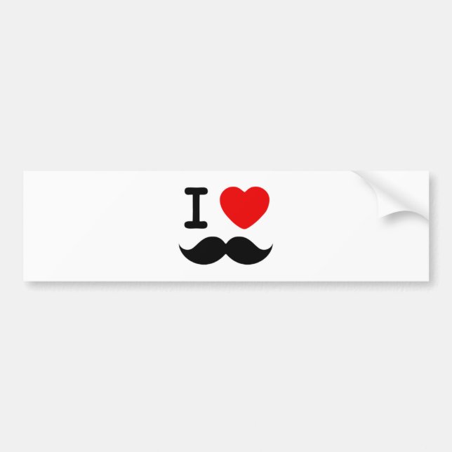 Autocollant De Voiture I heart / Amour Moustaches / Moustaches (Devant)
