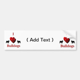 Autocollant De Voiture I Heart Bulldogs
