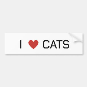 Autocollant De Voiture I Heart Cats Message Magnet de voiture