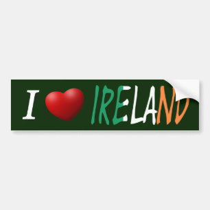 Autocollant De Voiture I Heart Ireland sur Irish Flag bscn