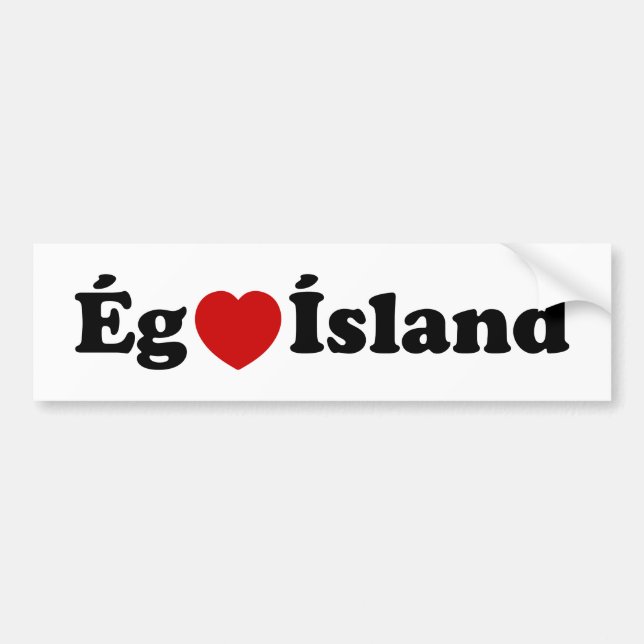 Autocollant De Voiture I Heart (Love) Islande [Ég Elska Ísland] Islandais (Devant)