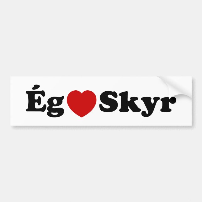 Autocollant De Voiture I Heart (Love) Skyr [Ég Elska Skyr] Islandais (Devant)
