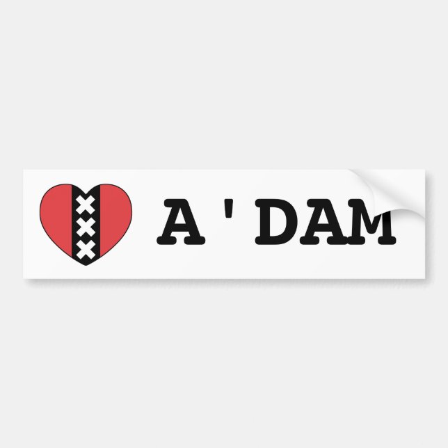 Autocollant De Voiture I LOVE A'DAM bumpersticker By Amsterdam (Devant)