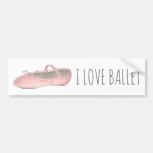 Autocollant De Voiture I Love Ballet Ballerina Pink Slipper professeur de