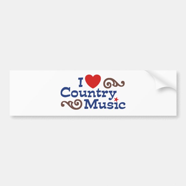 Autocollant De Voiture I Love Country Music (Devant)
