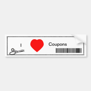 Autocollant De Voiture I Love Coupons - Red Heart and Bar Code