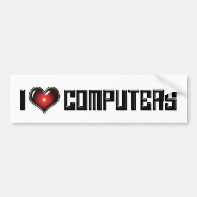 Autocollant De Voiture I Love Heart Computers - Lover électronique (Devant)