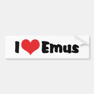 Autocollant De Voiture I Love Heart Emus - Emu & Ostrich Lover