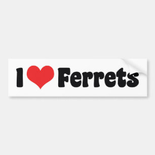 Autocollant De Voiture I Love Heart Ferrets - Ferret Lover