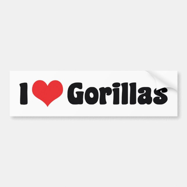 Autocollant De Voiture I Love Heart Gorillas - Gorilla Lover (Devant)