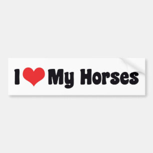 Autocollant De Voiture I Love Heart Horses - Cheval Lover