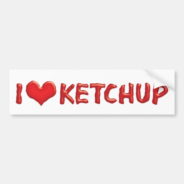 Autocollant De Voiture I Love Heart Ketchup - Catsup Lover (Devant)