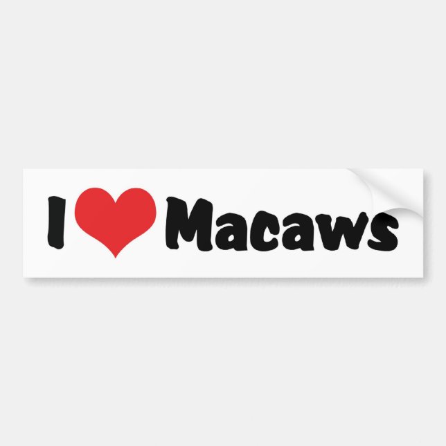 Autocollant De Voiture I Love Heart Macaws - Oiseau (Devant)