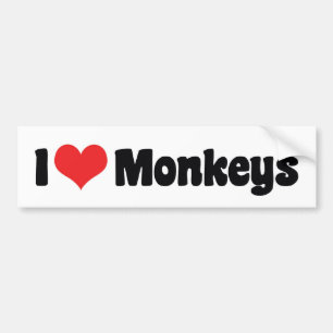 Autocollant De Voiture I Love Heart Monkeys