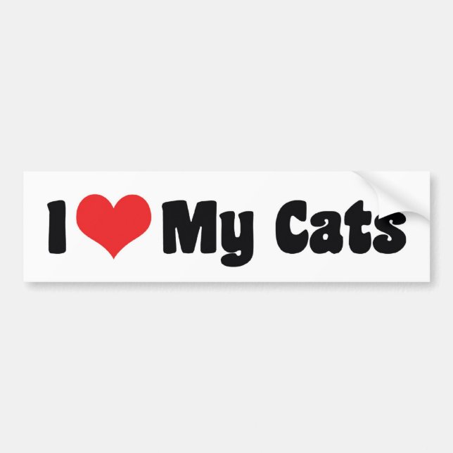 Autocollant De Voiture I Love Heart My Cats - Amoureux des chats (Devant)