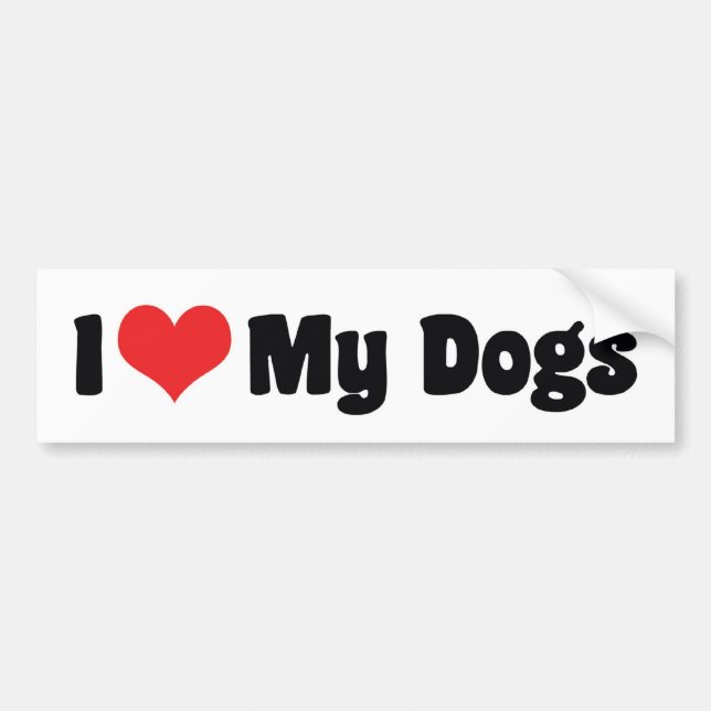 Autocollant De Voiture I Love Heart My Dogs - Amoureux des animaux (Devant)
