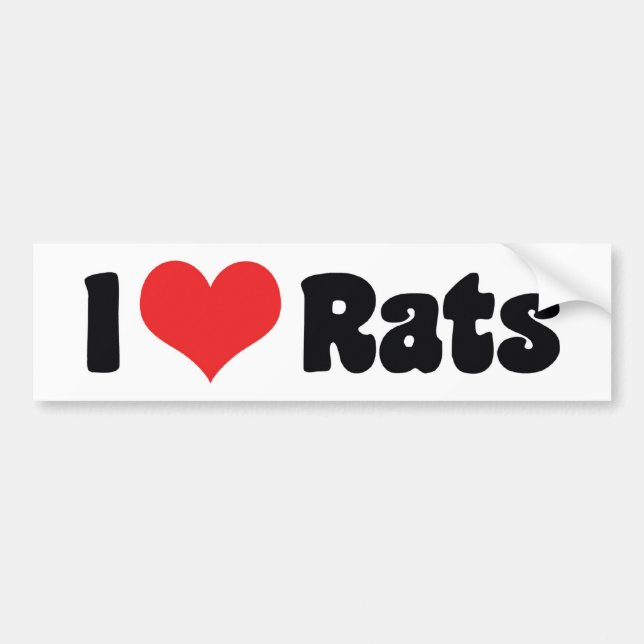 Autocollant De Voiture I Love Heart Rats - Pet Rat Lover (Devant)