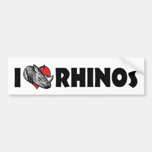 Autocollant De Voiture I Love Heart Rhinos - Rhinoceros Lover