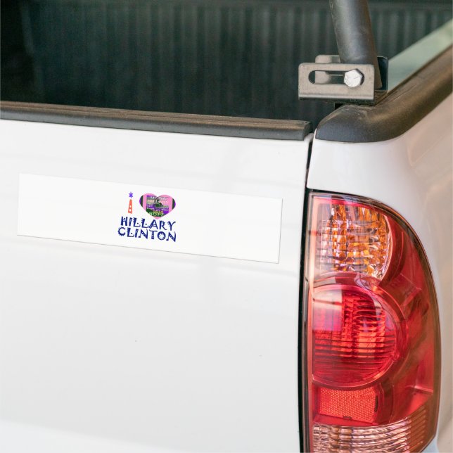 Autocollant De Voiture I Love Hillary Heart Art Bumper Sticker (Sur camion)