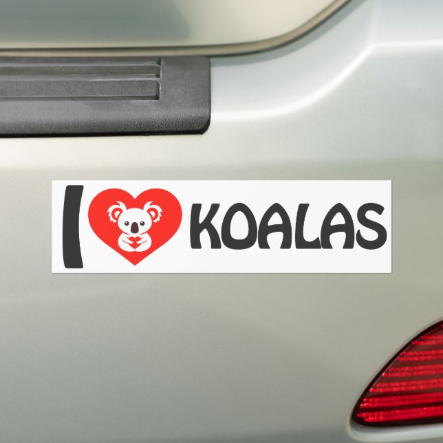 Autocollant De Voiture I Love Koalas (En voiture)