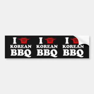 Autocollant De Voiture I Love Korean BBQ (고기구이)
