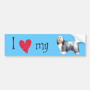 Autocollant De Voiture I Love my Bearded Collie